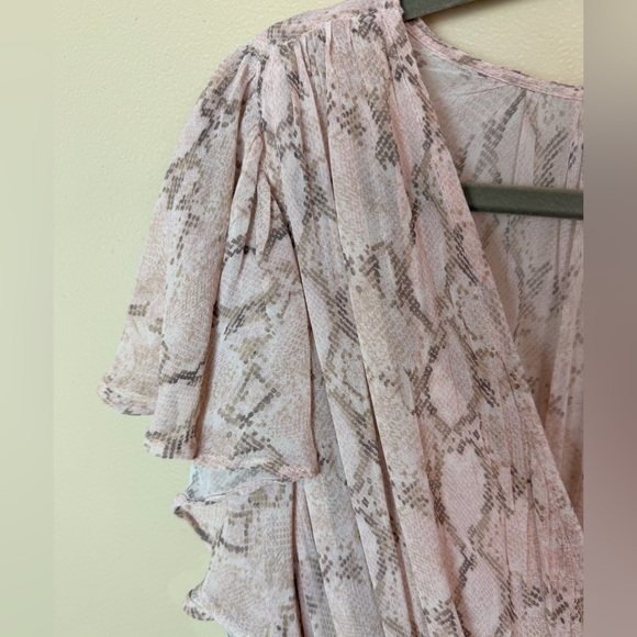 Anthropologie Plus Size 1X Sheer V-Neck Flutter Sleeve Midi Dress EUC - Picture 7 of 13